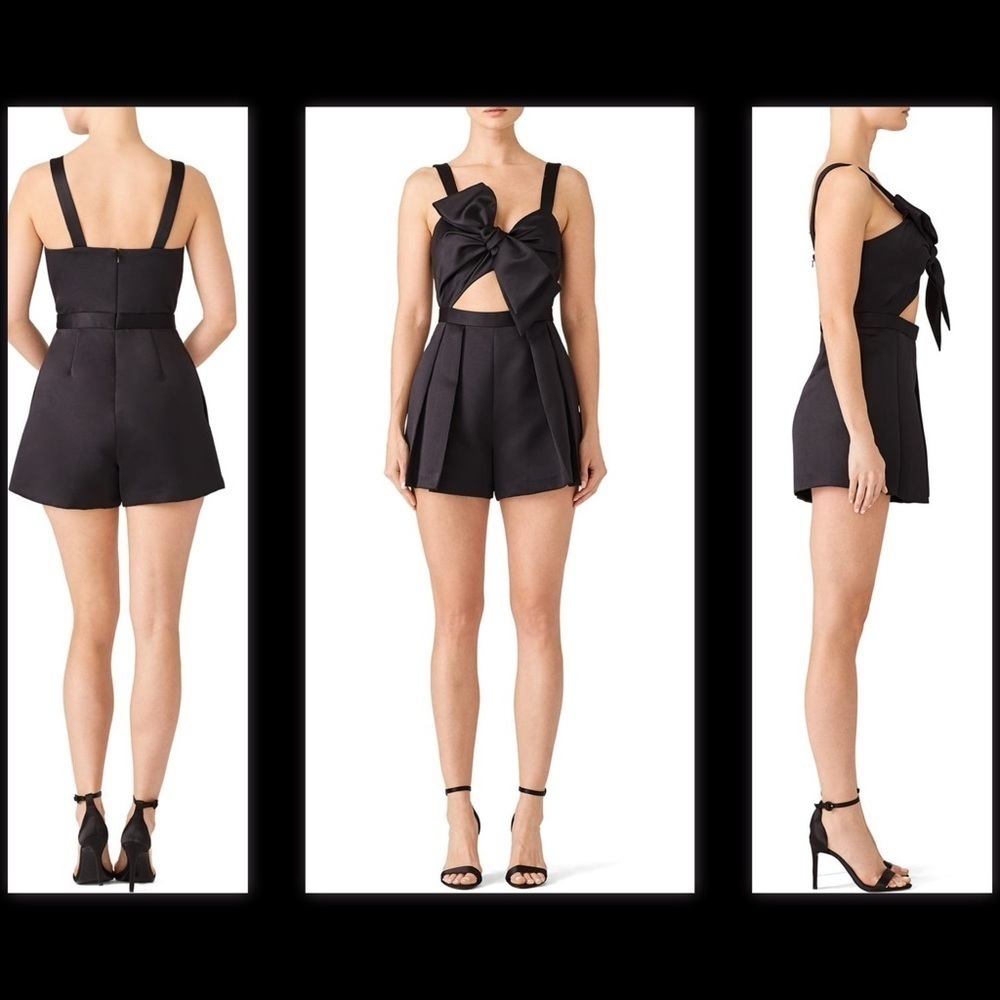 JayGodfrey Black Fernie Avant-Guarde Knotted Sleek Coquette Designer Romper 4
